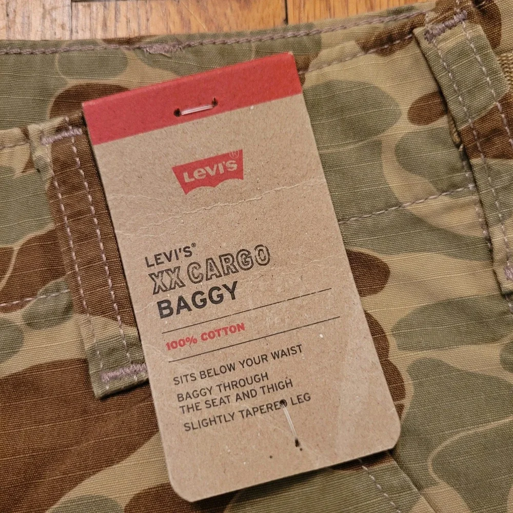 Levis 31x32 XX Cargo Baggy‎ Pants Green Frog Skin Camo Ripstop Hunting Utility